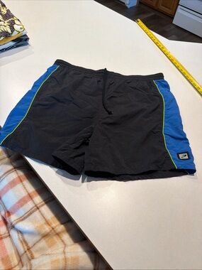 Prospirit Black Swim Shorts with Blue Panels and Lime Trim
